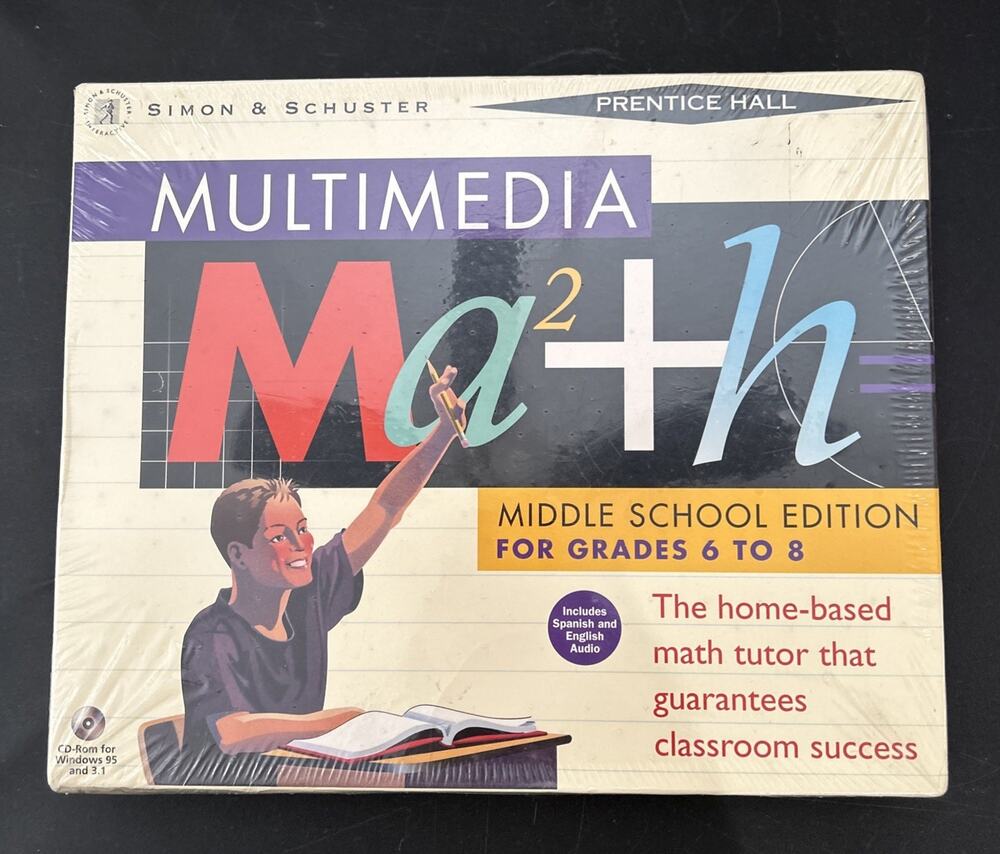 Simon & Schuster CD ROM Windows 95/3.1 Multimedia Math Middle School Editio NEW